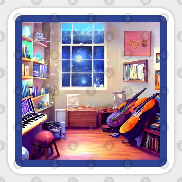 Galaxy Night Music Life of Young Musician 90s Vivid Stars in the Starry Night Sky Sticker by DaysuCollege